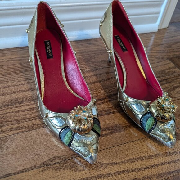 Gold Dolce & Gabbana Kitten Heels - Picture 1 of 6